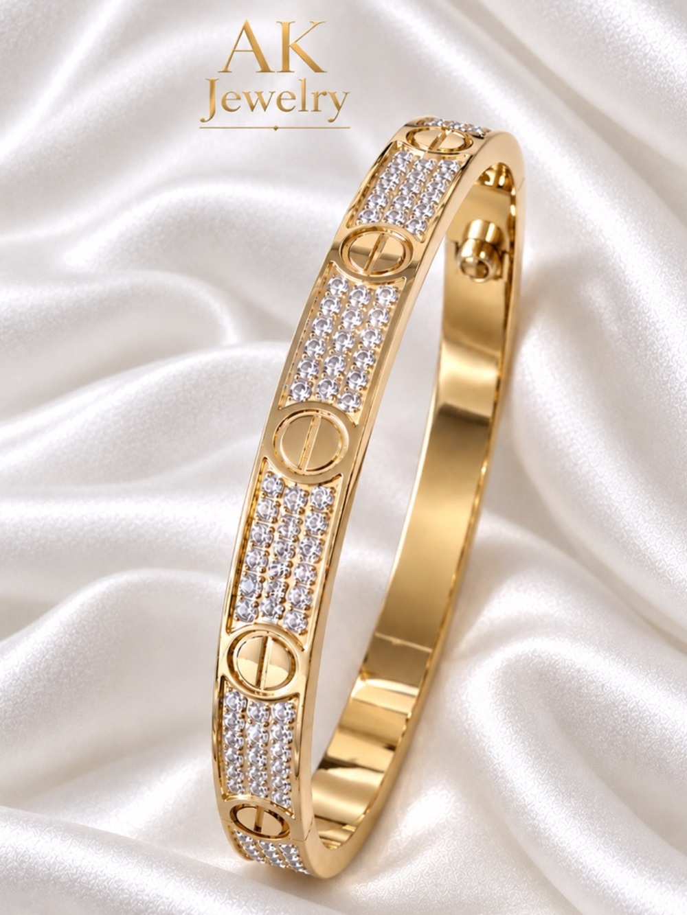 💎18k LUXURY Pavé Diamond Style Design Bracelet, Bangle, Cuff - AK Jewelry™